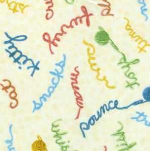 KITTY PLAY WORDS IN YARN Fat Quarter Quilt Fabric rare  
