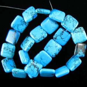  18mm blue turquoise flat square beads 16 strand