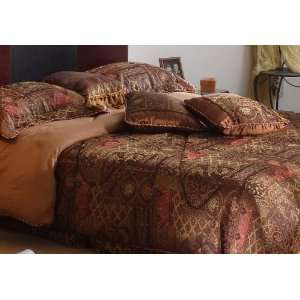  9Pcs King Damask Jacquard Comforter Bed in a Bag Set: Home 