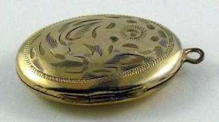 Gold Filled Floral Motif Oval Shaped Locket c. 1920 30  