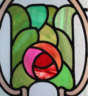 CIRCA 1900 THE VERY BEST PAIR MACKINTOSH ROSE Stained Glass Windows