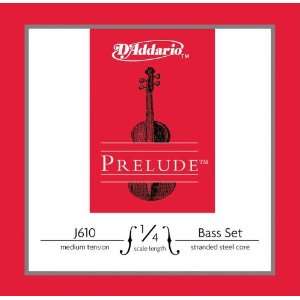  Daddario J610 Prelude 1/4 Bass String Set Medium Musical 