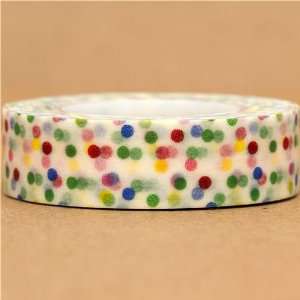  white Washi Masking Tape deco tape colourful dots: Toys 