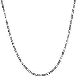 14k White Gold 18 inch Figaro Necklace (1 mm)  