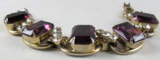 Vtg Juliana D&E Open Back Amethsyt Glass Rhinestone Bracelet Verified