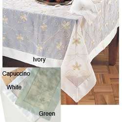 Sheer Embroidered 80 inch Square Tablecloth  