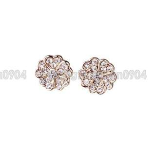 18Kt Gold Plated CZ flower Fashion Stud Earrings 084773  