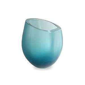 Art glass vase, Sea Green Ice (oval): Home & Kitchen