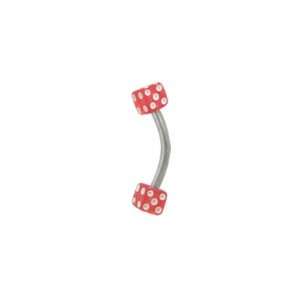  Acrylic Red Dice Curved Barbell Eyebrow Ring: Jewelry
