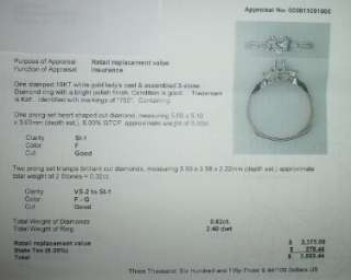 18K ESTATE HEART SHAPE TRILLION DIAMOND RING   LB1564  
