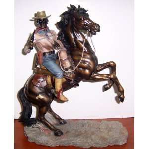 Rodeo Cowboy on Horse Statue Figurine    12