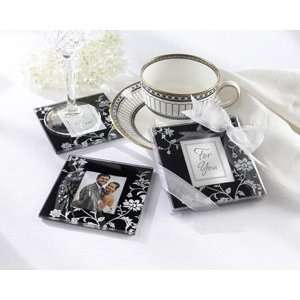   Black & White Glass Photo Coasters:  Kitchen & Dining