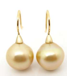 12.2MM NATURAL GOLDEN AUSTRALIAN SOUTH SEA PEARL & SOLID 14K GOLD 