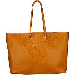   Saint Laurent Orange/Brown Leather Reversible Tote Bag  