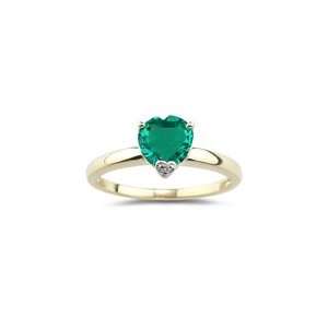  0.07 Ct Diamond & 1.09 Cts Emerald Ring in 14K Yellow Gold 