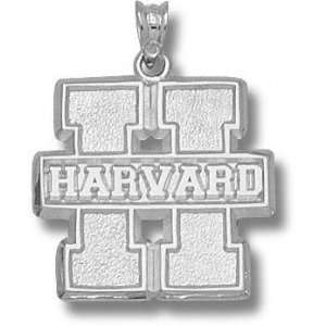 Harvard Crimson Solid Sterling Silver Block H HARVARD Pendant 