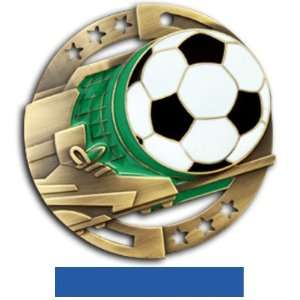 Hasty Awards Custom Soccer Color Medals M 545S GOLD MEDAL/BLUE RIBBON 