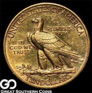 1916 S $10 GOLD Indian Eagle AU  