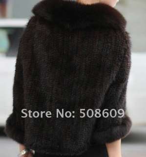 NEW Real Knitted MINK Fur Coat Jacket cape Poncho Spring sexy top 