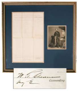 1862 William Sherman Civil War Document Signed  