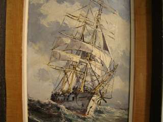   NAUTICAL Sailing CLIPPER SHIP Old SCHOONER Sea SEASCAPE Oil PAINTING