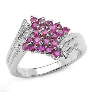  0.65 Carat Genuine Ruby Sterling Silver Ring: Jewelry