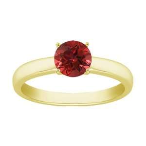  0.55 Carats 5mm Ruby Gemstone Solitaire Ring in 14K Yellow 