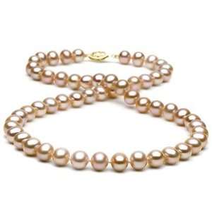    Peach/Pink Freshwater Pearl Necklace: 18 7 8mm AAA: Jewelry