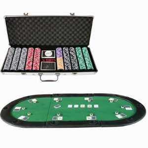  84 Poker Table Top Cup Holders Gn + 500 Poker Chip Set 