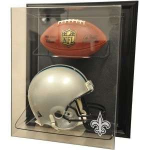  New Orleans Saints Helmet and Football Case Up Display 