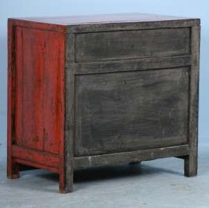 Antique Orange/Red Chinese Lacquered Sideboard/Cabinet  
