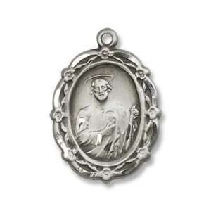 Sterling Silver St. Jude Medal Pendant with 18 Sterling Silver Chain 