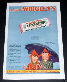 1929 OLD MAGAZINE PRINT AD, WRIGLEYS SPEARMINT CHEWING GUM  