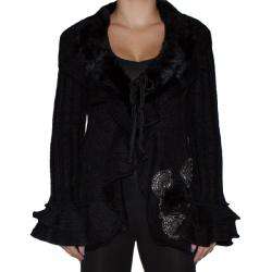 Forla Paris Womens Black Faux Fur Sweater  Overstock