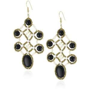  ANDARA Black Agate Seed Bead Celtic Knot Earrings Jewelry