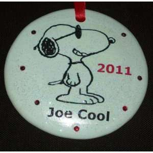   Joe Cool  Snoopy 2011 Dated Peanuts Ceramic Christmas Ornament 