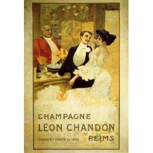  COUPLE DRINKING CHAMPAGNE LEON CHANDON FRANCE FRENCH LARGE 