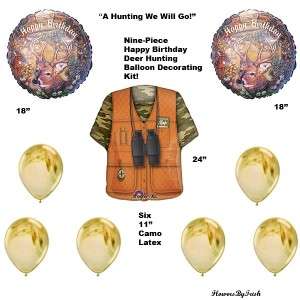 DEER HUNTING BIRTHDAY BALLOONS PARTY CAMOUFLAGE HUNTER  