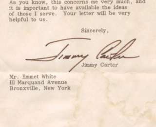President Jimmy Carter Hand Signed Autographed Letter Document  