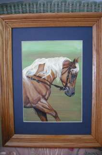 Flashy Palomino Quarter Horse Handpainted Canvas Framed  
