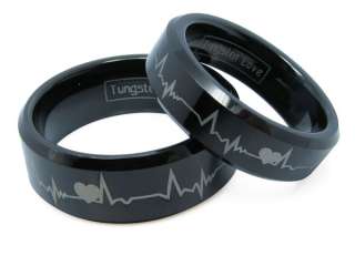  Comfort Fit Tungsten Carbide Rings with Laser Forever Love Design