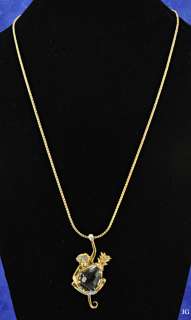 Gold Plated Swarovski Crystal Monkey Pineapple Necklace  