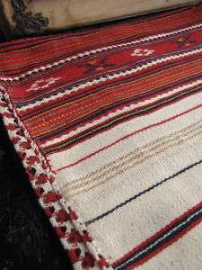 Antique pillow sack folk art hand woven crochet side  