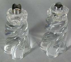 Pair of Large 6.5 Baccarat Crystal Candle Holders MINT  