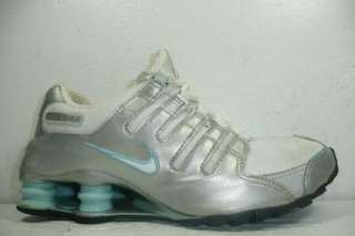 Nike Shox NZ Womens Size 7 Running Shoes Silver Blue White Turbo 