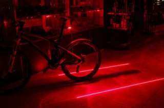 Cycling Bike Safety Bicycle 2 Laser Projector Red Light Beam 5 LED 