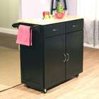 TMS Large Kitchen Cart with Wood Top in Black