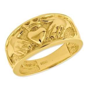  Mens Claddagh Band in 14k Yellow Gold Jewelry