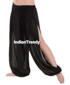 Black Slit Harem Yoga Pant Belly Dance Tribal Costume  
