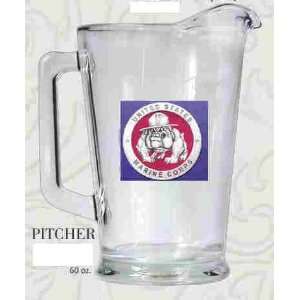  USMC Bulldog Glass Pitcher 60oz: Home & Kitchen